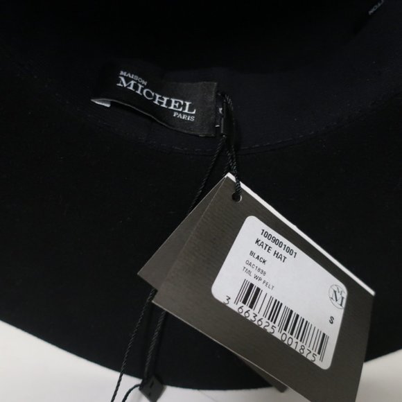 MAISON MICHEL KATE FEDORA HAT BLACK GROSGRAIN-TRIM - Picture 6 of 9